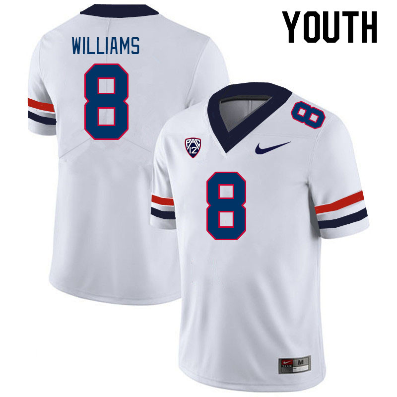 Youth #8 DJ Williams Arizona Wildcats College Football Jerseys Stitched-White